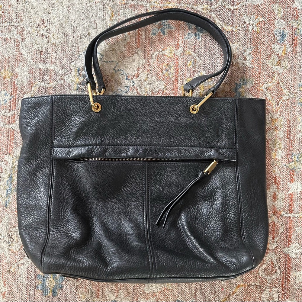 Elegant Black Leather Tote Bag